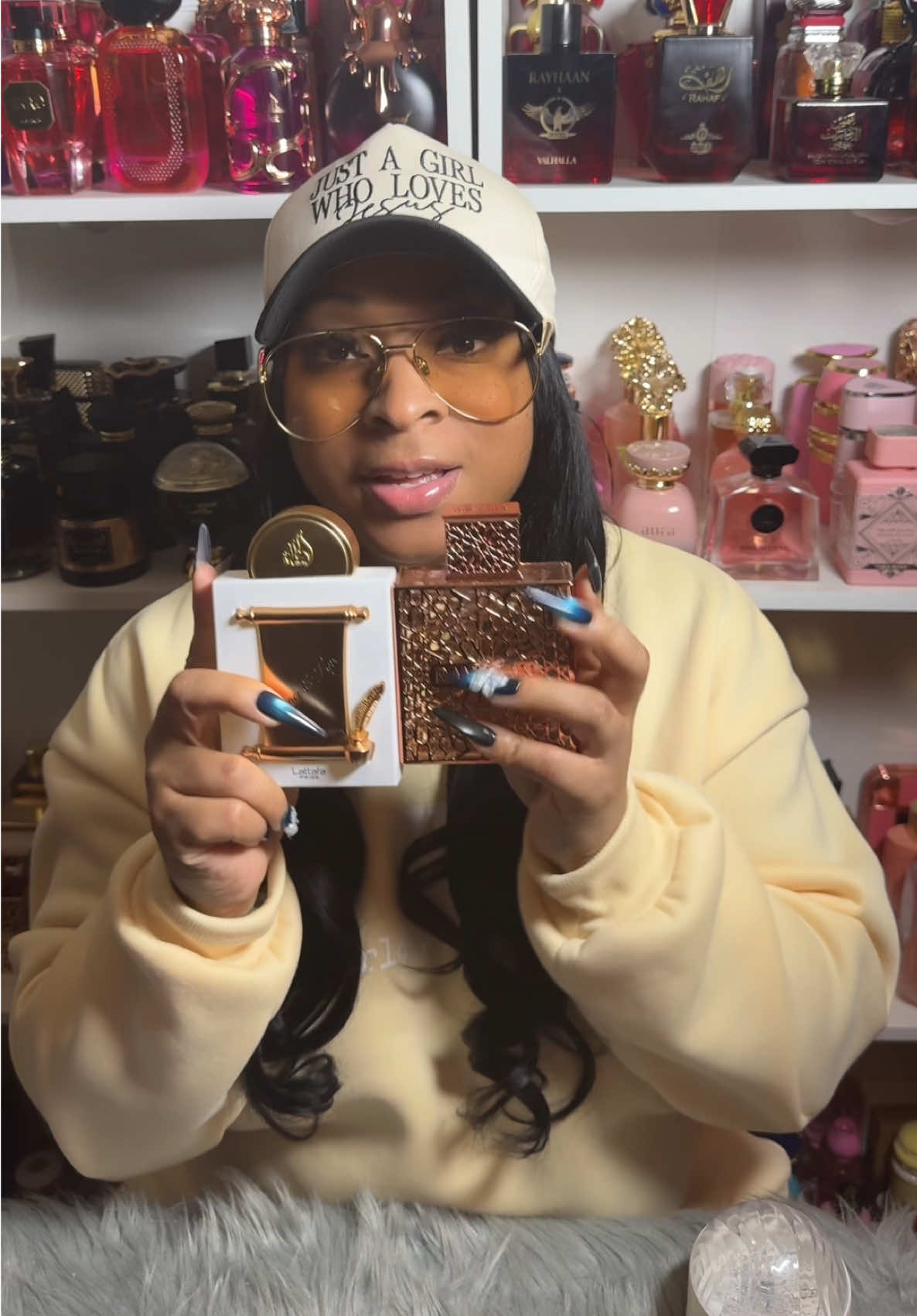 TikTok post by @_prettiigurltay for Beauty House. Caption reads: [...] @Lattafa Perfumes Peace & Love  @BeautyHouse....