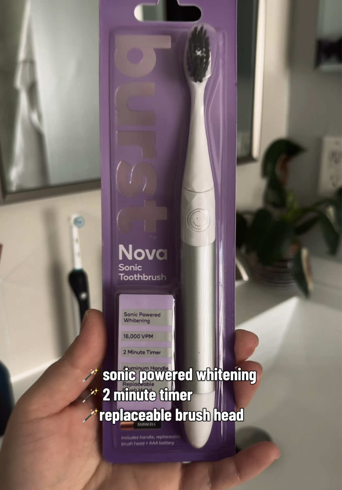 TikTok post by @marsidag for Burst Oral Care. Caption reads: [...] #whitening #toothbrush #burst @BURST Oral....