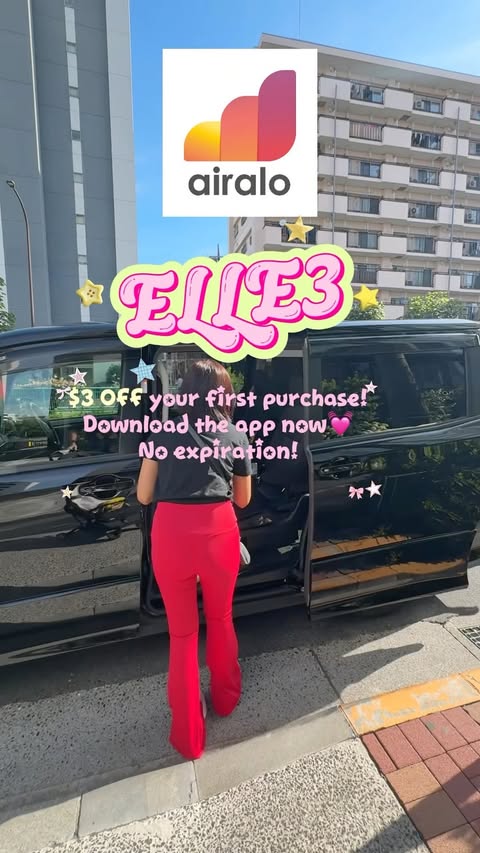 Instagram post by @ellahgleceal for Airalo. Caption reads: [...] cards and get connected instantly with....