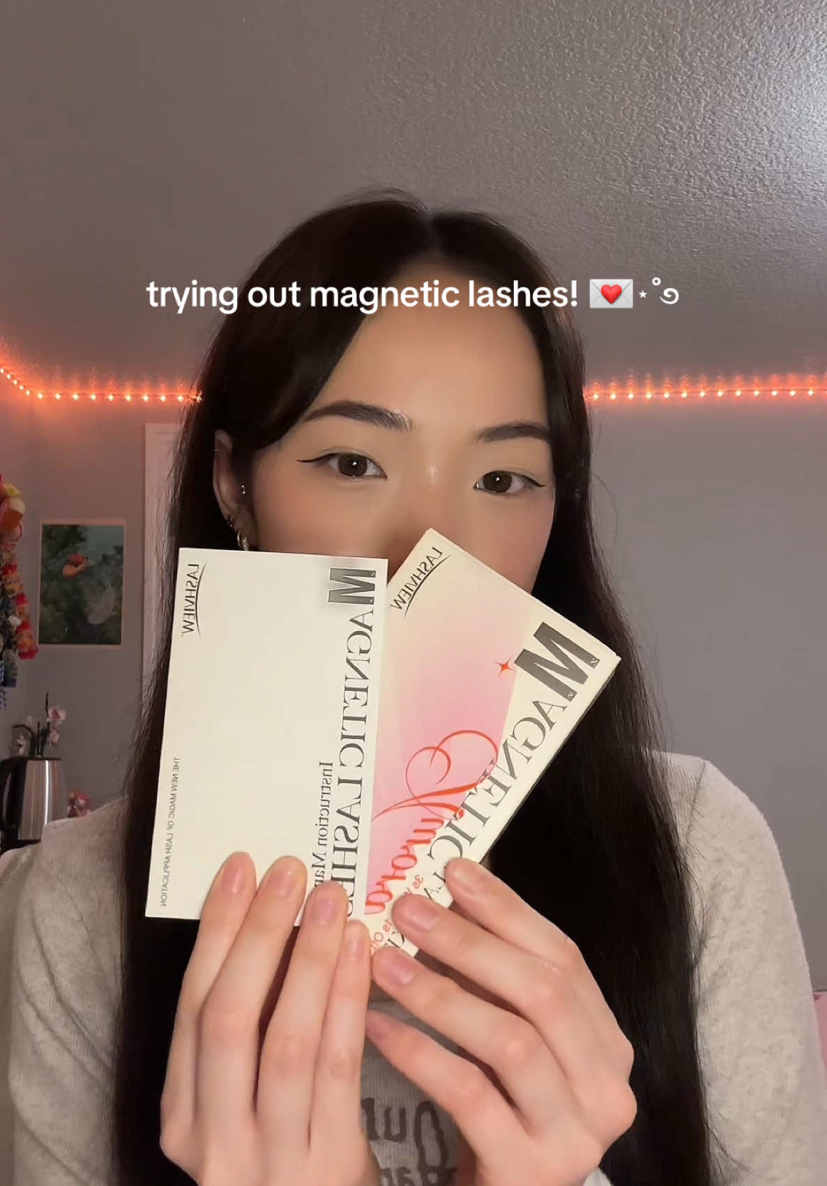 TikTok post by @kryhana for Lashview. Caption reads: @lashview this is my first time trying magnetic....
