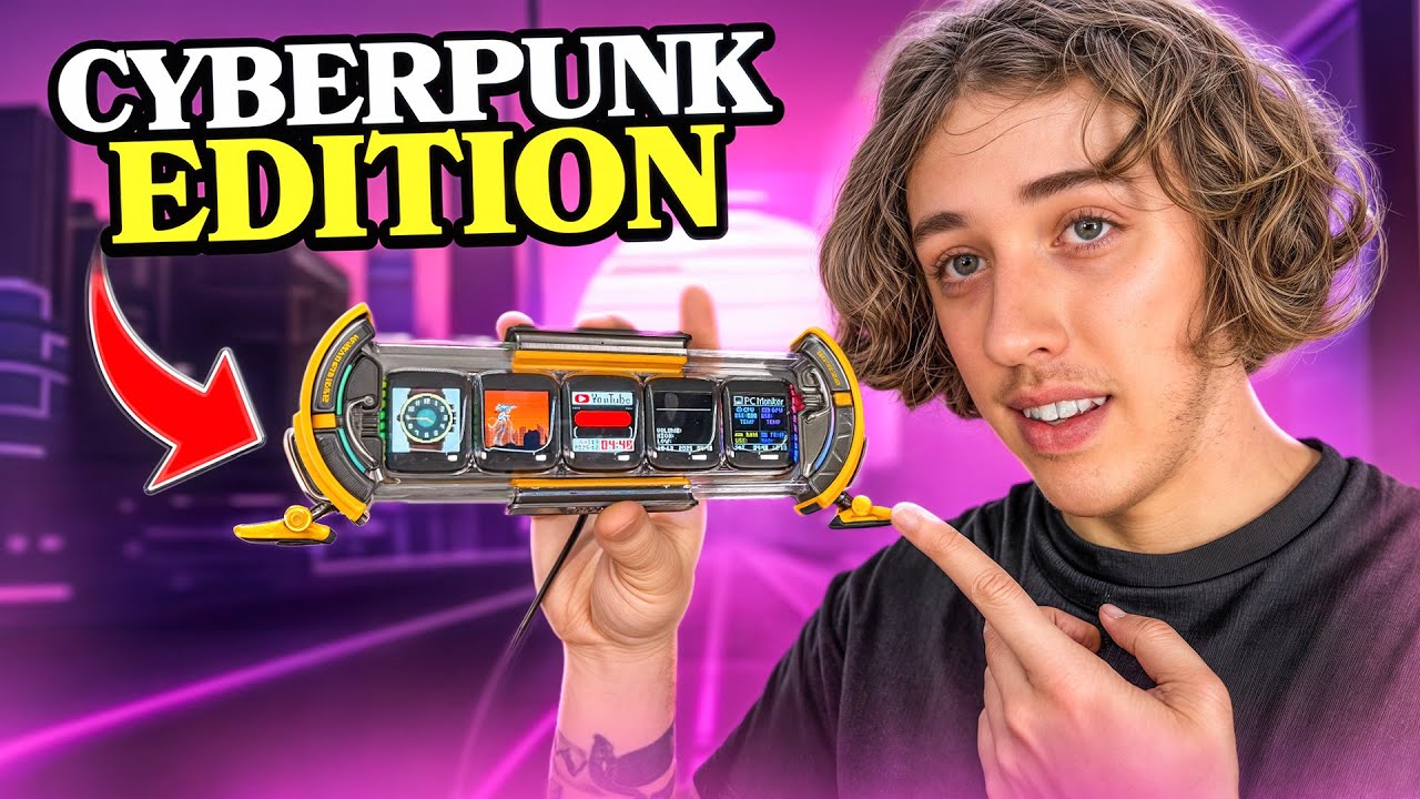 YouTube post by @NoodleNick for Divoom. Caption reads: Divoom Times Gate - A Cyberpunk Style Mini Display.