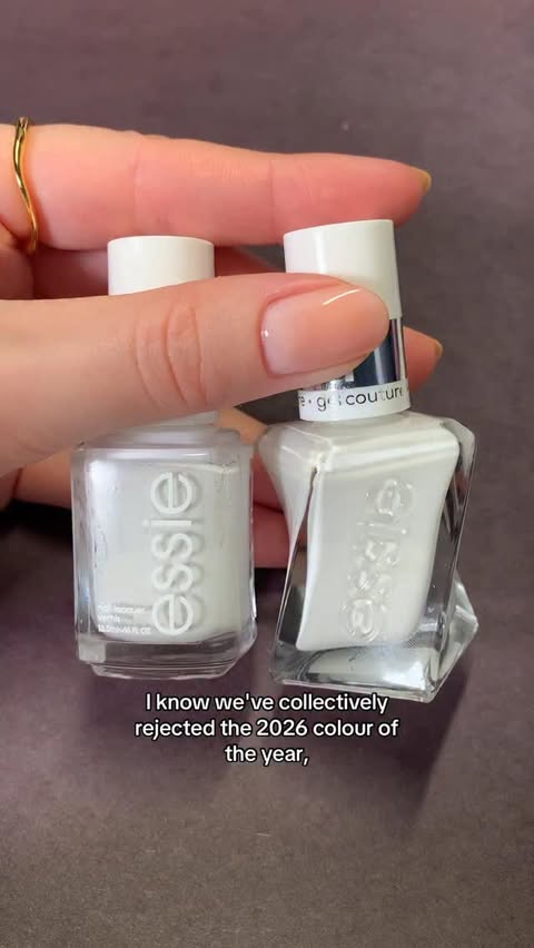 Instagram post by @audrey_swatches for essie. Caption reads: The 2026 colour of the year is white… are we sure?....