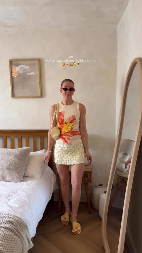 Instagram post by @rhiwanders for PEPPERMAYO. Caption reads: [...] 🍊🍝🛵🍋🍷 all outfits are from @peppermayo....