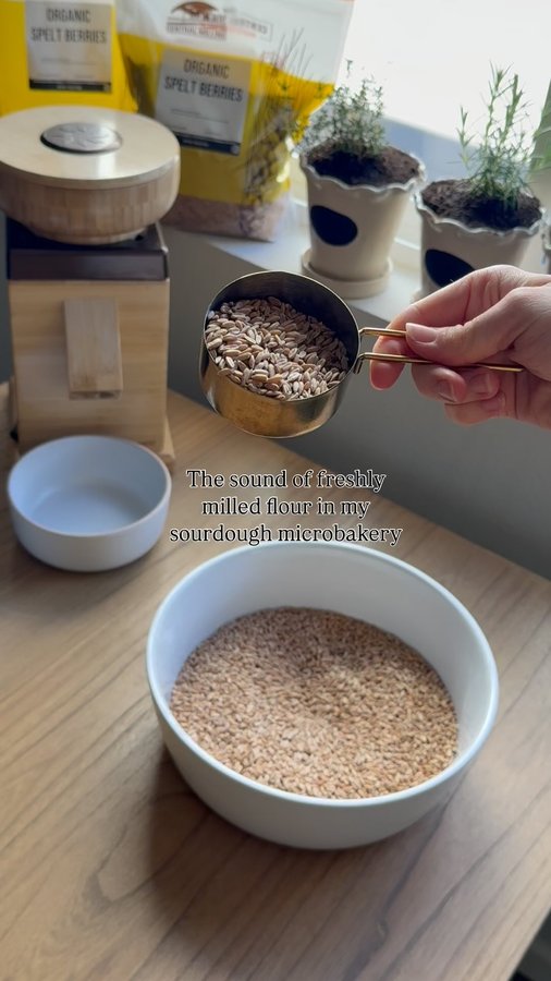 Instagram post by @honeyandflourco for NutriMill. Caption reads: [...] and customers is always my goal. The....