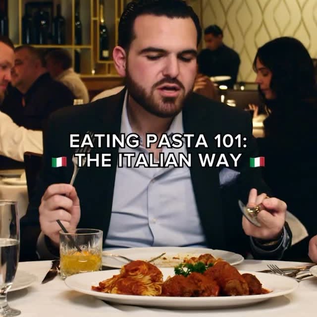 Instagram post by @michaelsofbrooklyn for First We Feast. Caption reads: Oh, so THAT’s how you’re supposed to eat spaghetti....