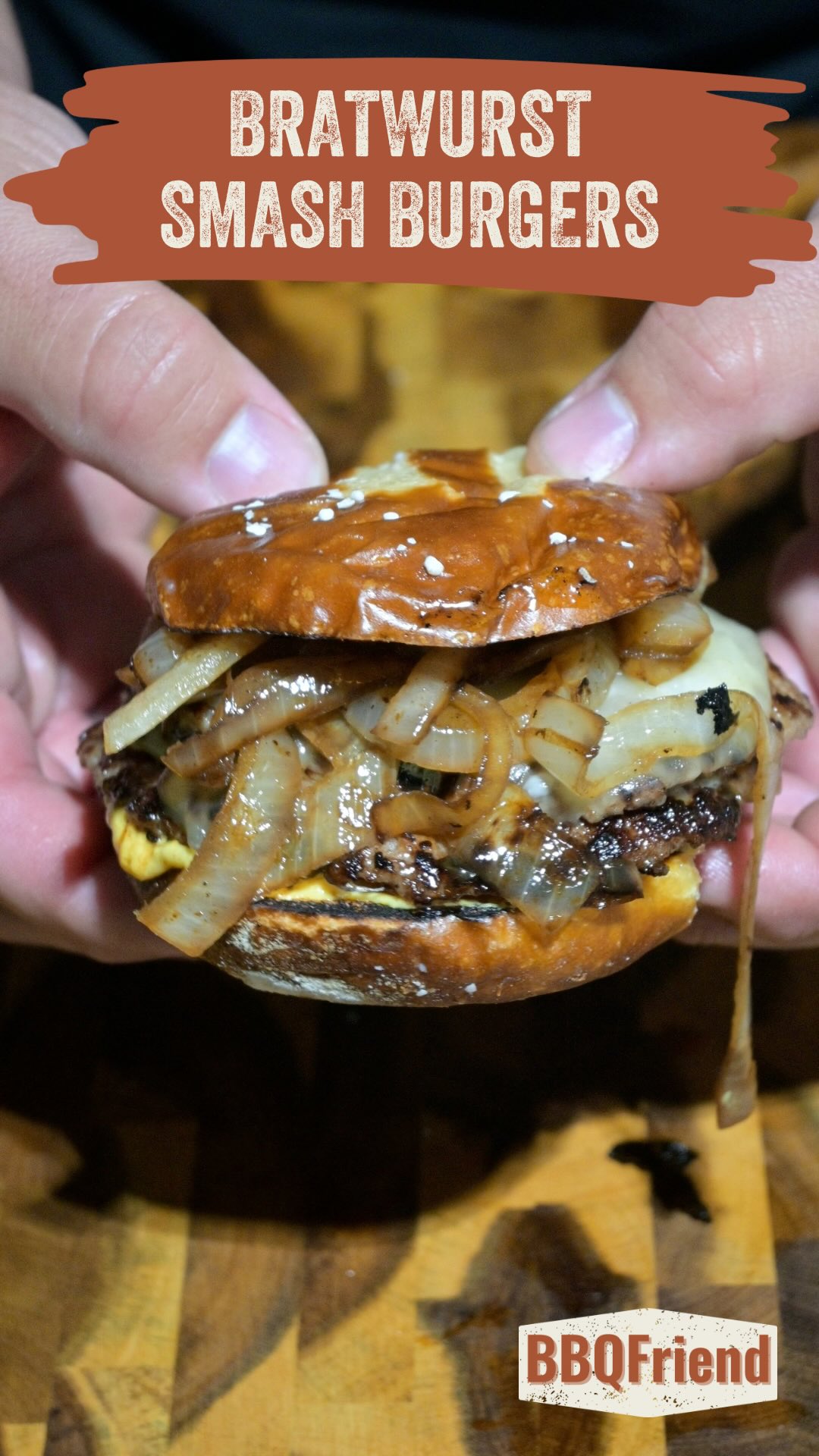 Instagram post by @bbqfriend for solostove. Caption reads: Bratwurst Smash Burgers!

These will be the best....
