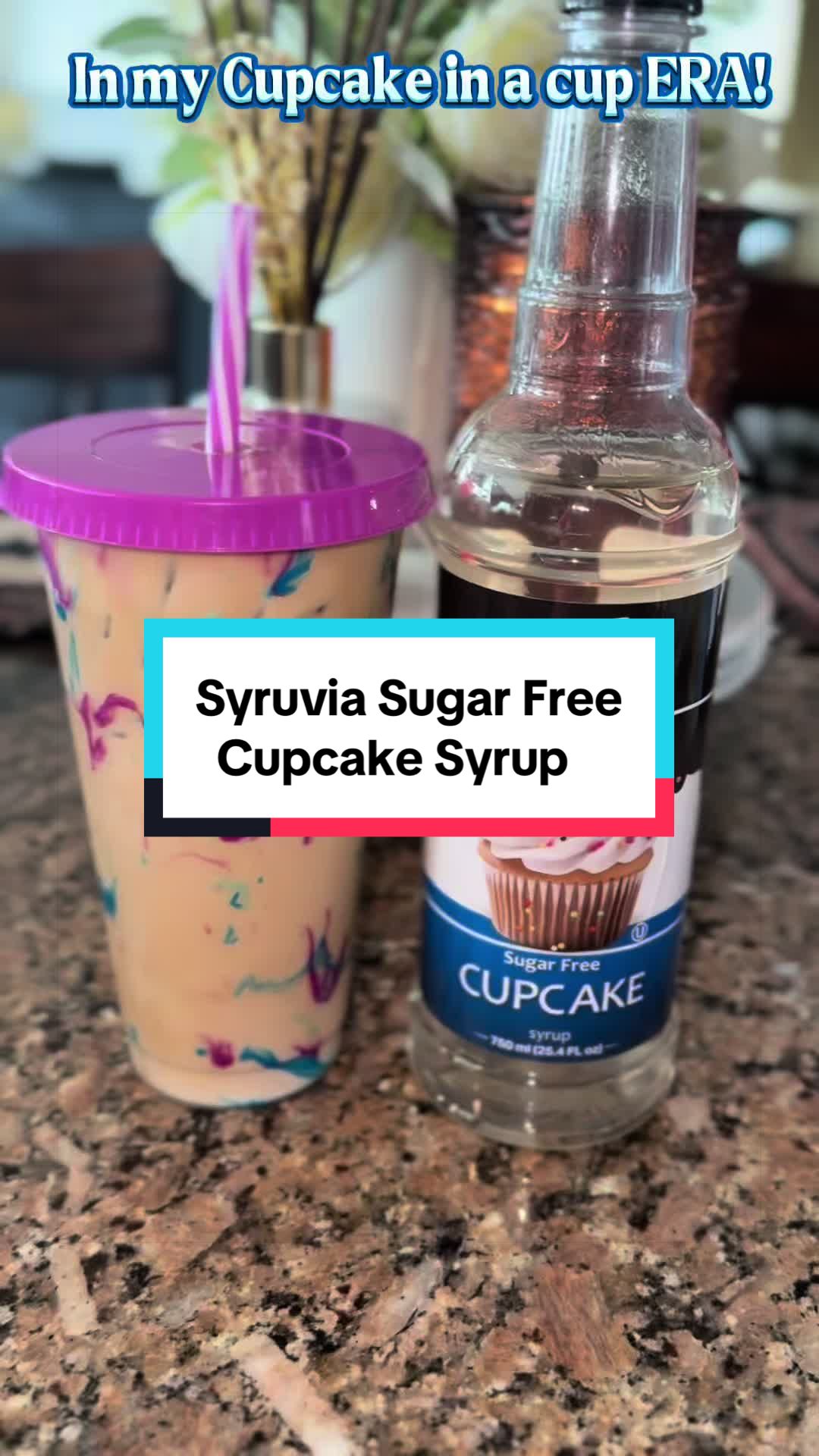 TikTok post by @theglamourbelle for Syruvia. Caption reads: [...] both, with zero sugar and zero guilt....