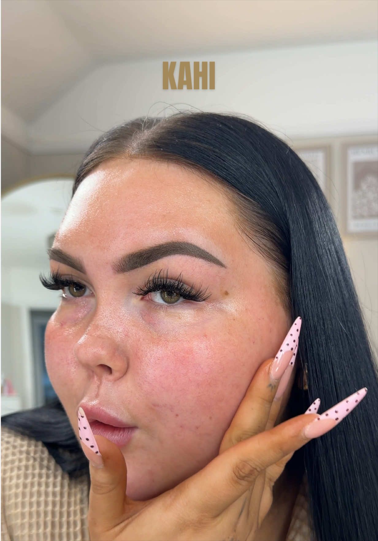 TikTok post by @lucyfice for KAHI US. Caption reads: [...] to avoid cakey and crusty makeup!!🫶 @KAHI....