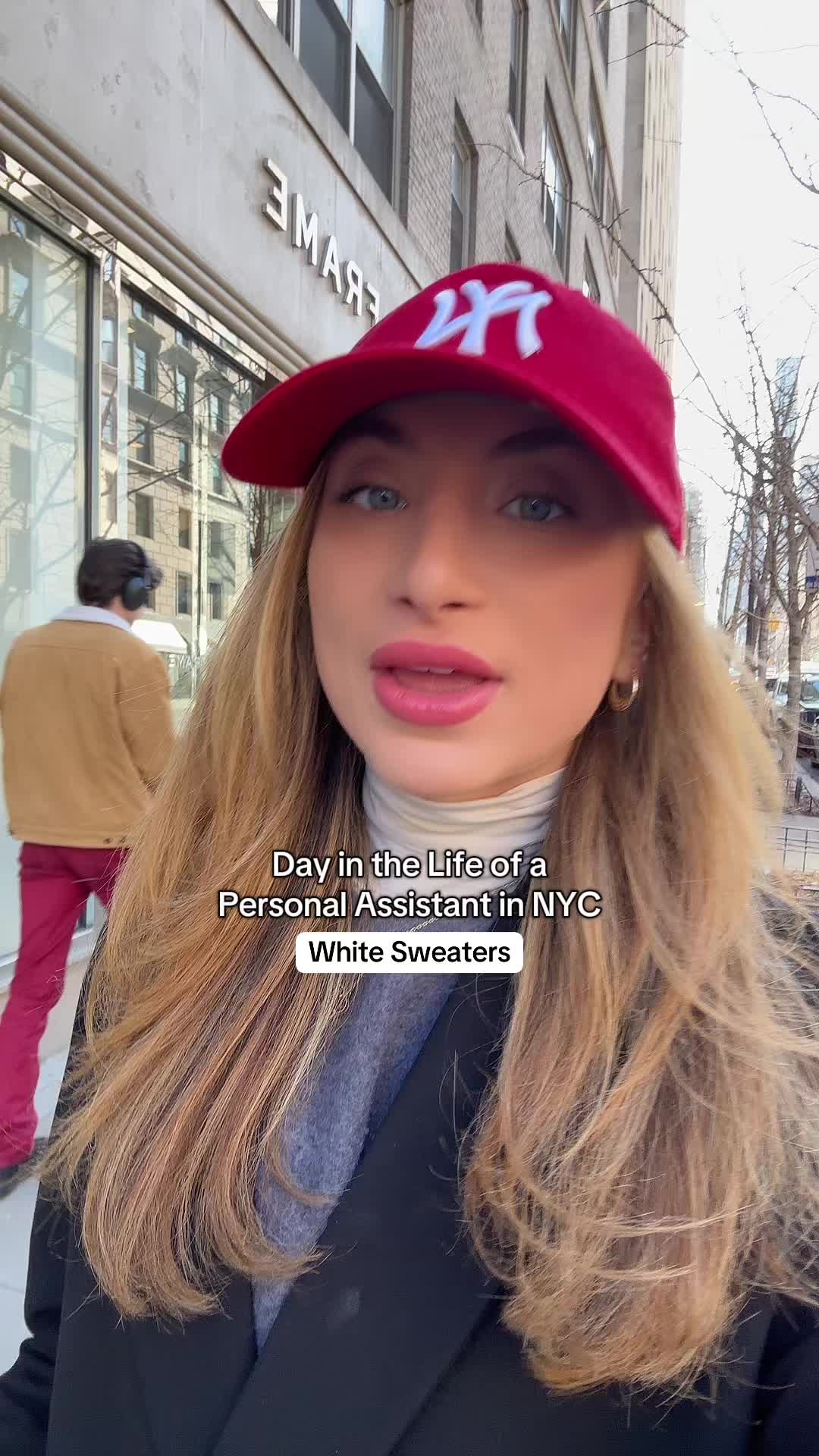 TikTok post by @victoriahiegel for Vince. Caption reads: white sweaters for spring ❤️ #dayinthelife....