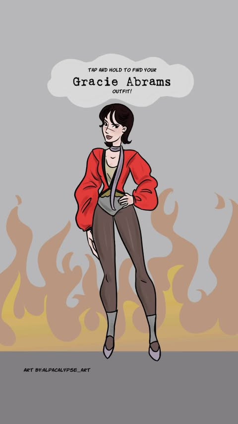 Instagram post by @alpacalypse_art for Universal Music Group. Caption reads: Gracie Abram's Daughter from Hell outfits for....