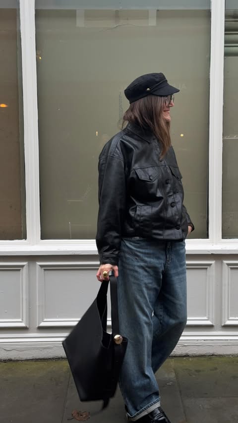 Instagram post by @_shelleyloves for Anthropologie. Caption reads: [...] them?  These barrel leg jeans from....