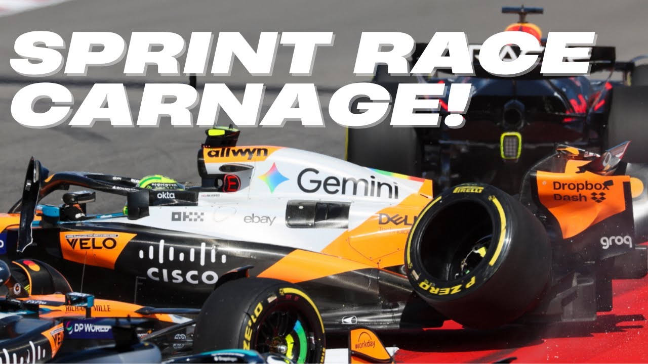 YouTube post by @peterwindsor for Titleist. Caption reads: 2025 F1 USGP SPRINT race analysis by Peter Windsor.