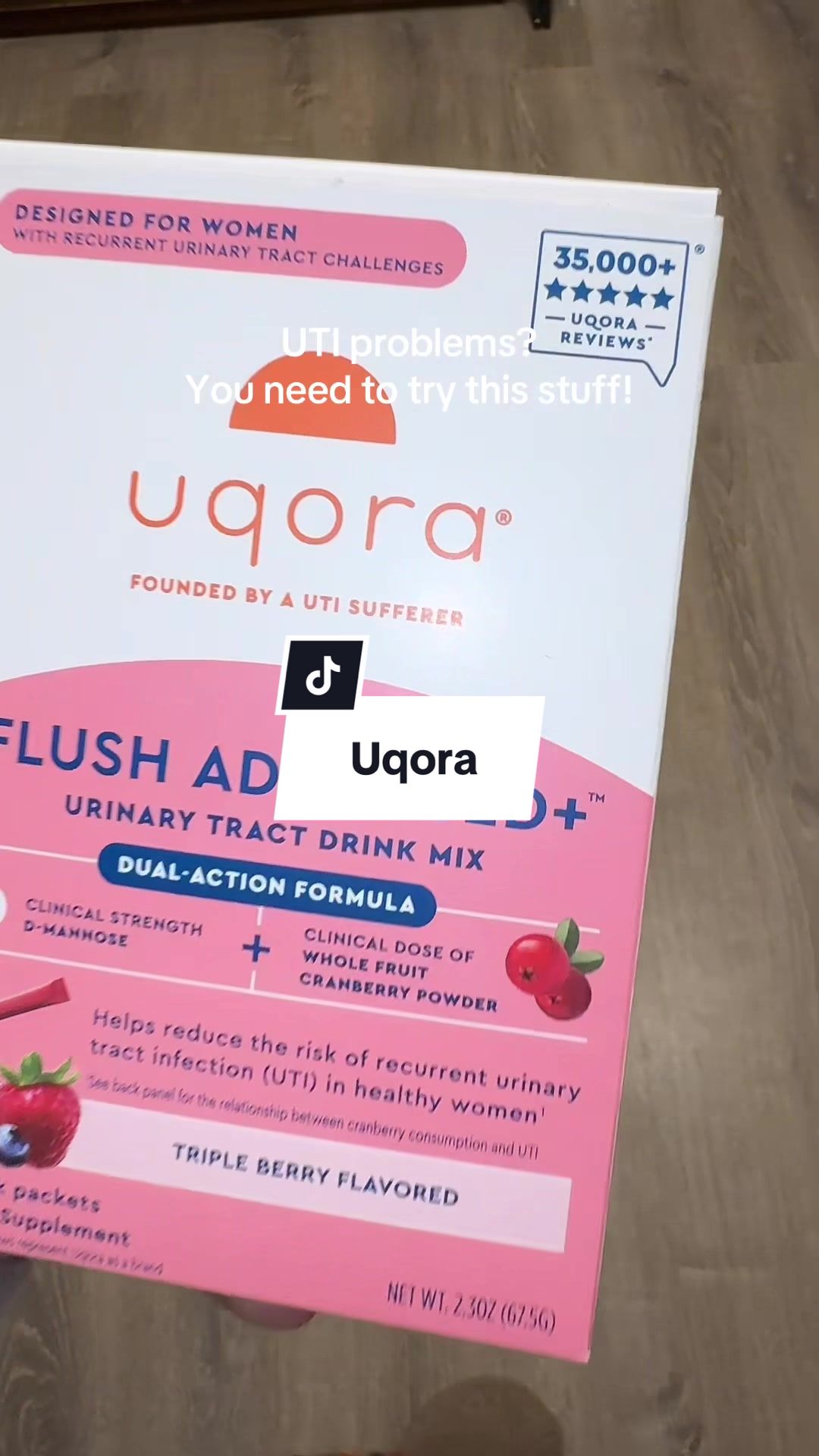 TikTok post by @catschaos_sahmx4 for Uqora. Caption reads: @Uqora Official #uqora #utisupport #uti.