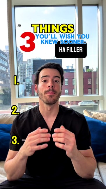 Instagram post by @drcharlesmd for Allergan Aesthetics. Caption reads: AD 3 Things You Wish You Knew Sooner: HA Filler....