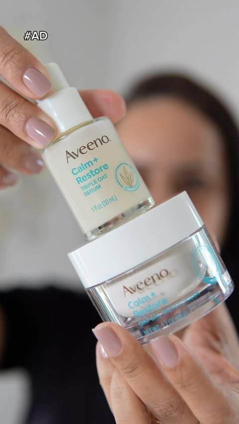 Instagram post by @ricthelisouza for Aveeno. Caption reads: [...] my skin needs a little extra care. The....