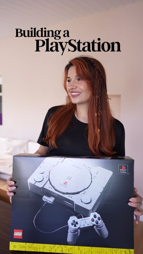 Instagram post by @cadaea for PlayStation. Caption reads: [...] 🤯 This is the brand new LEGO PlayStation....