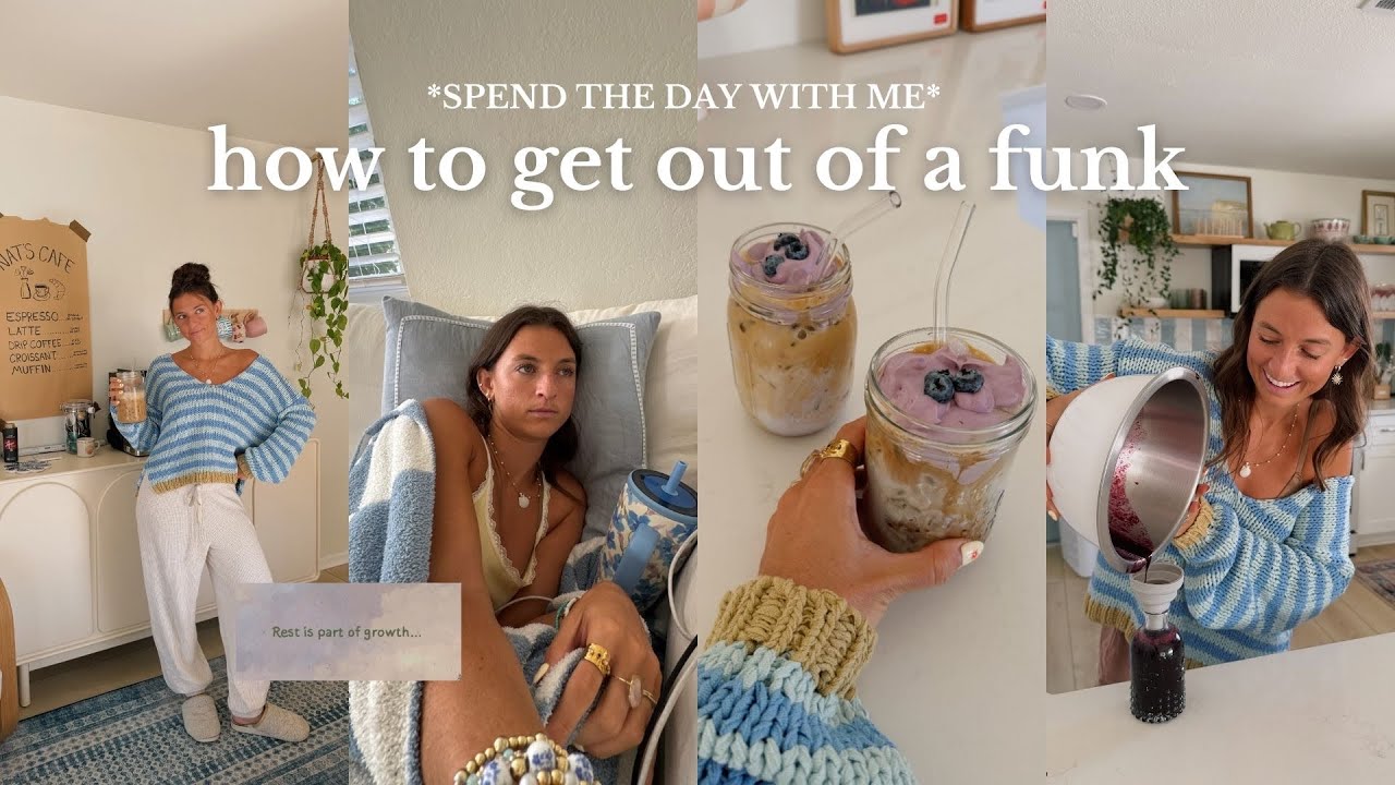 YouTube post by @NatalieZacek for Vsco. Caption reads: spend the day with me *how I get out of a funk*.