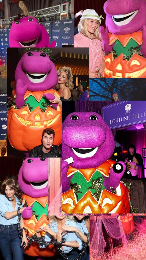 Instagram post by @thebarneyuniverse for Getty Images. Caption reads: These amazing shots of Barney having a....