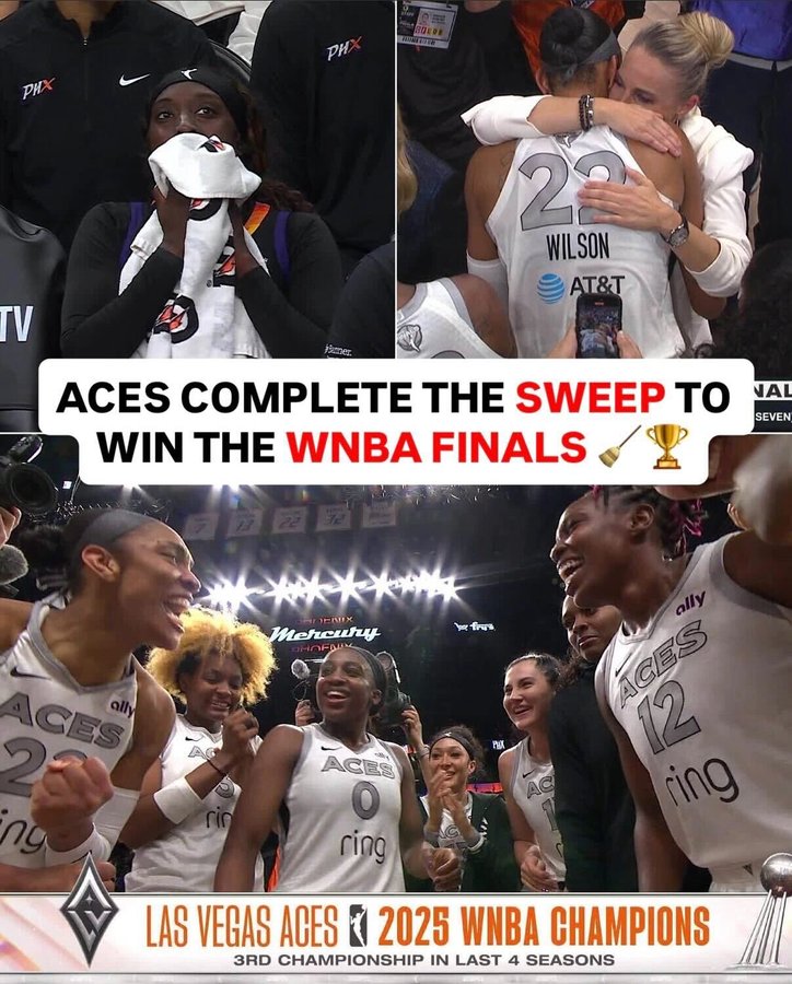 Instagram post by @brwsports for House of Highlights. Caption reads: ACES SWEEP THE MERCURY 4-0 TO CLAIM THEIR 3RD....