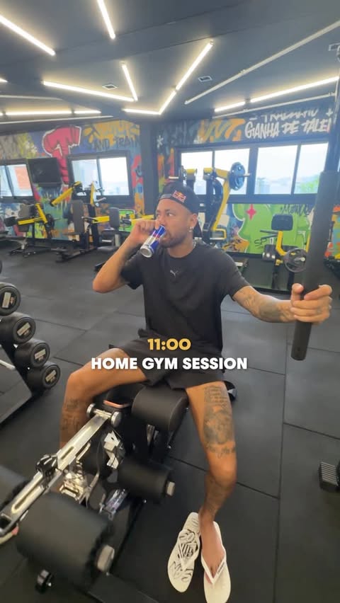 Instagram post by @neymarjr for Red Bull. Caption reads: [...] peak into @neymarjr recovery day 👀 #redbull....