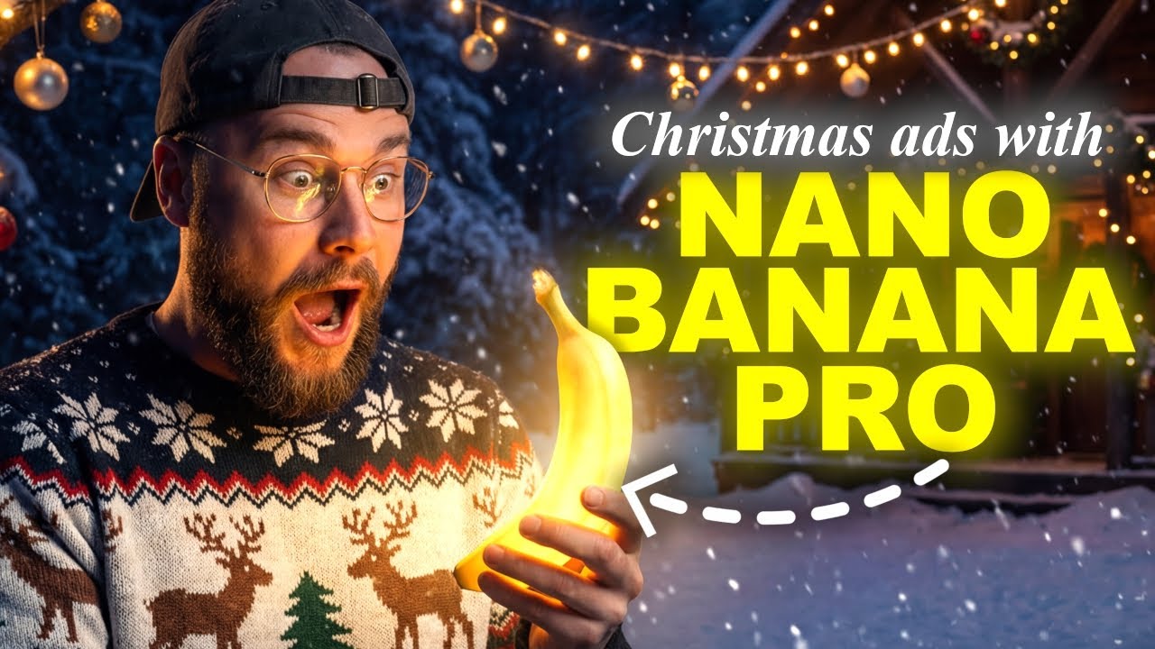 YouTube post by @JackVsAI for ElevenLabs. Caption reads: How to make Christmas ads with AI (INSANE RESULTS).