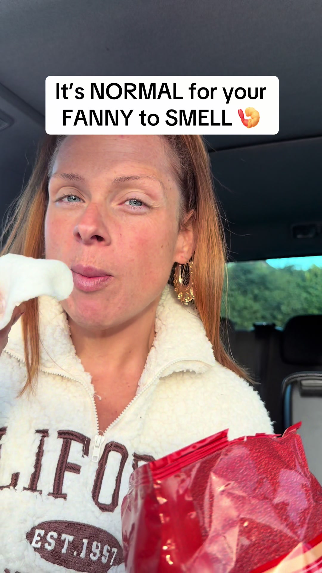 TikTok post by @sleevedsarahh for Womenli Supplements. Caption reads: [...] is supposed to smell 🤷🏼‍♀️ @Womenli....