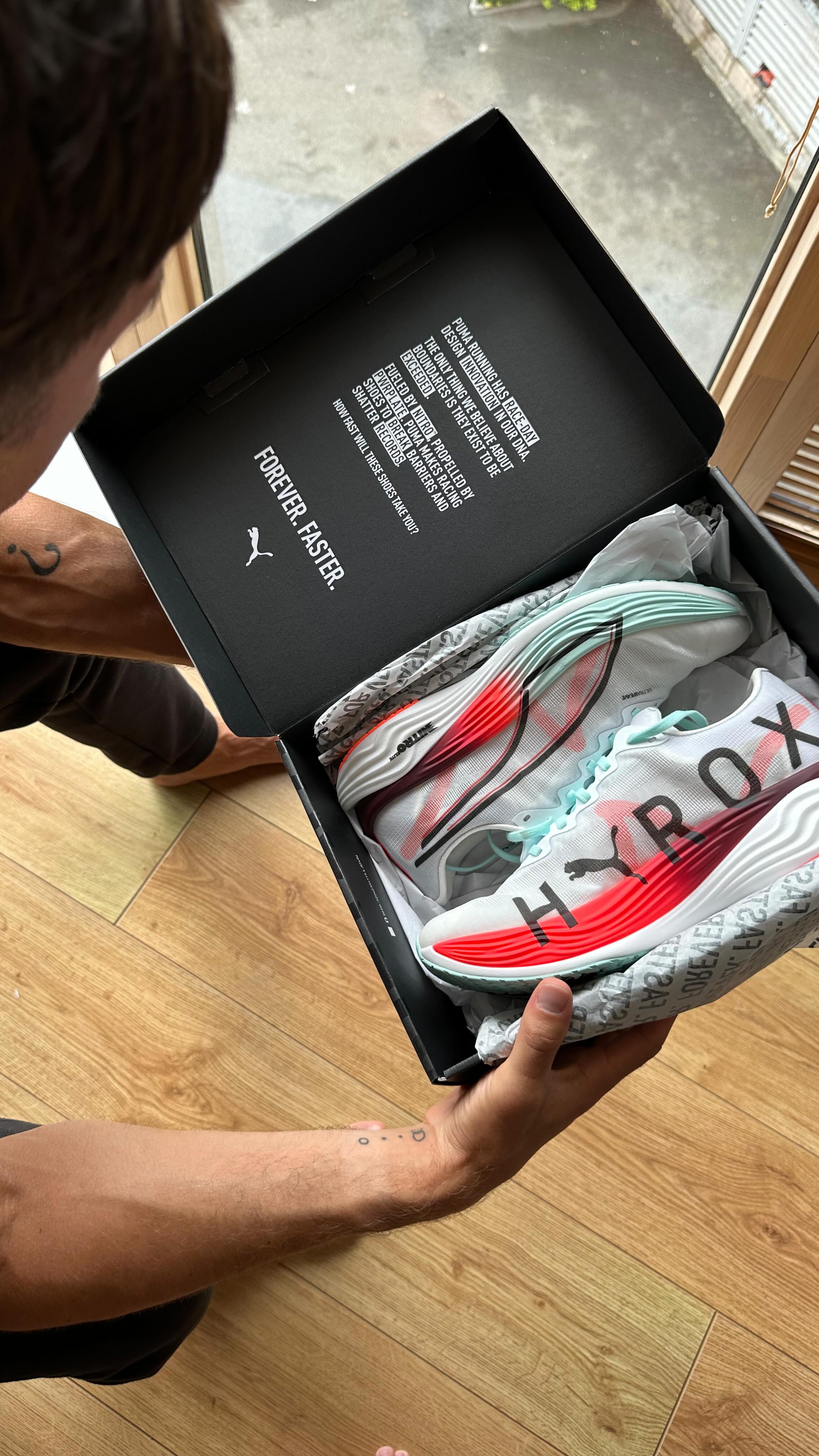 Instagram post by @gregoshea for PUMA UK. Caption reads: New drop PUMA x HYROX 🔥 

The colourway in this....