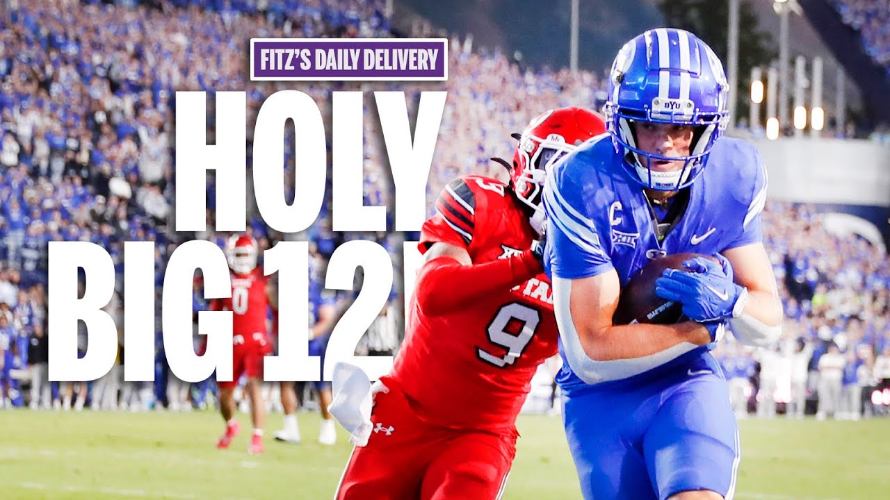 YouTube post by @GoPowercat for Coldest. Caption reads: Full day of Big 12 football overwhelms Fitz |....