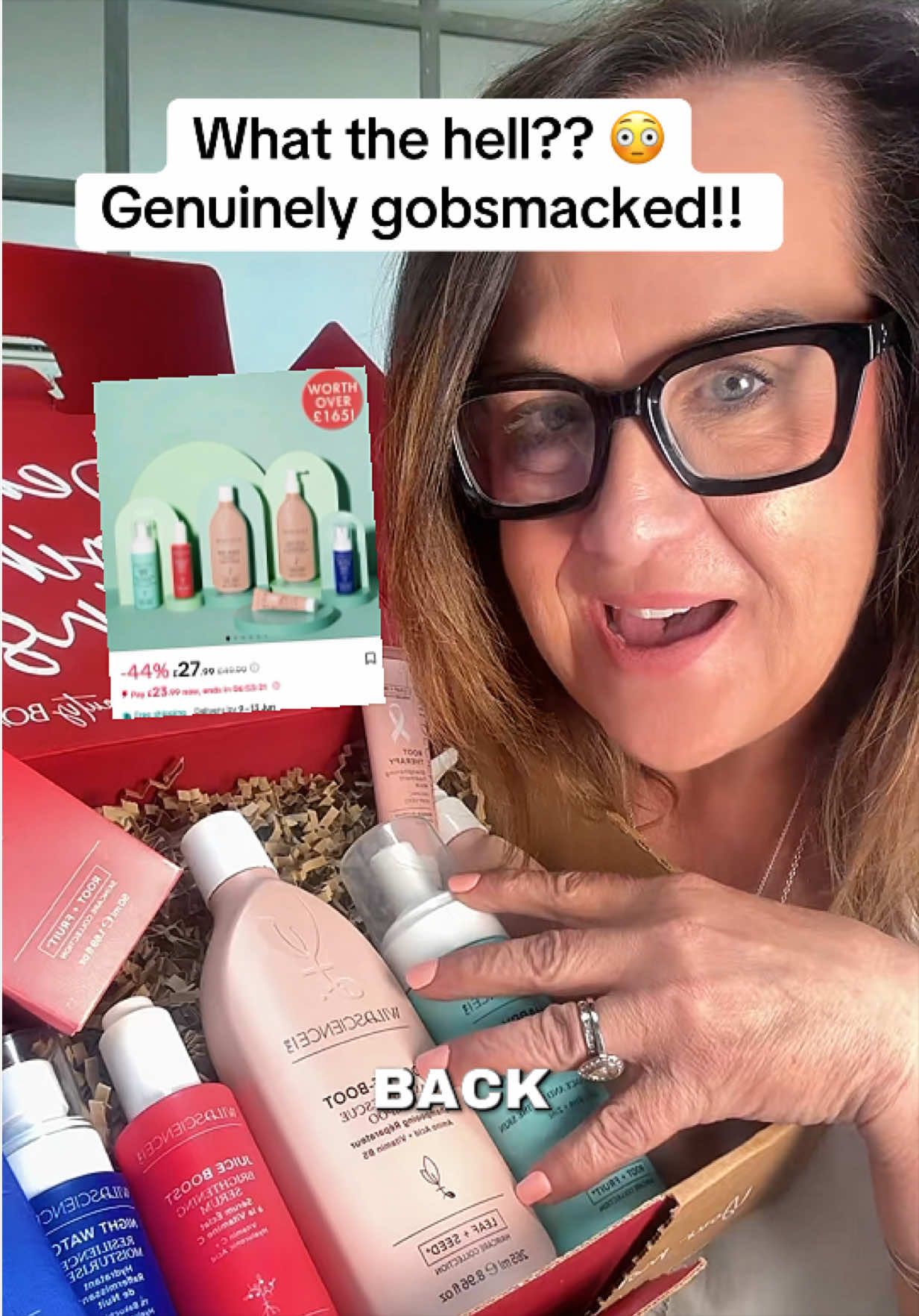 TikTok post by @clareepls for OK! Beauty Box. Caption reads: What the hell - the @OK! Beauty Box wild science....
