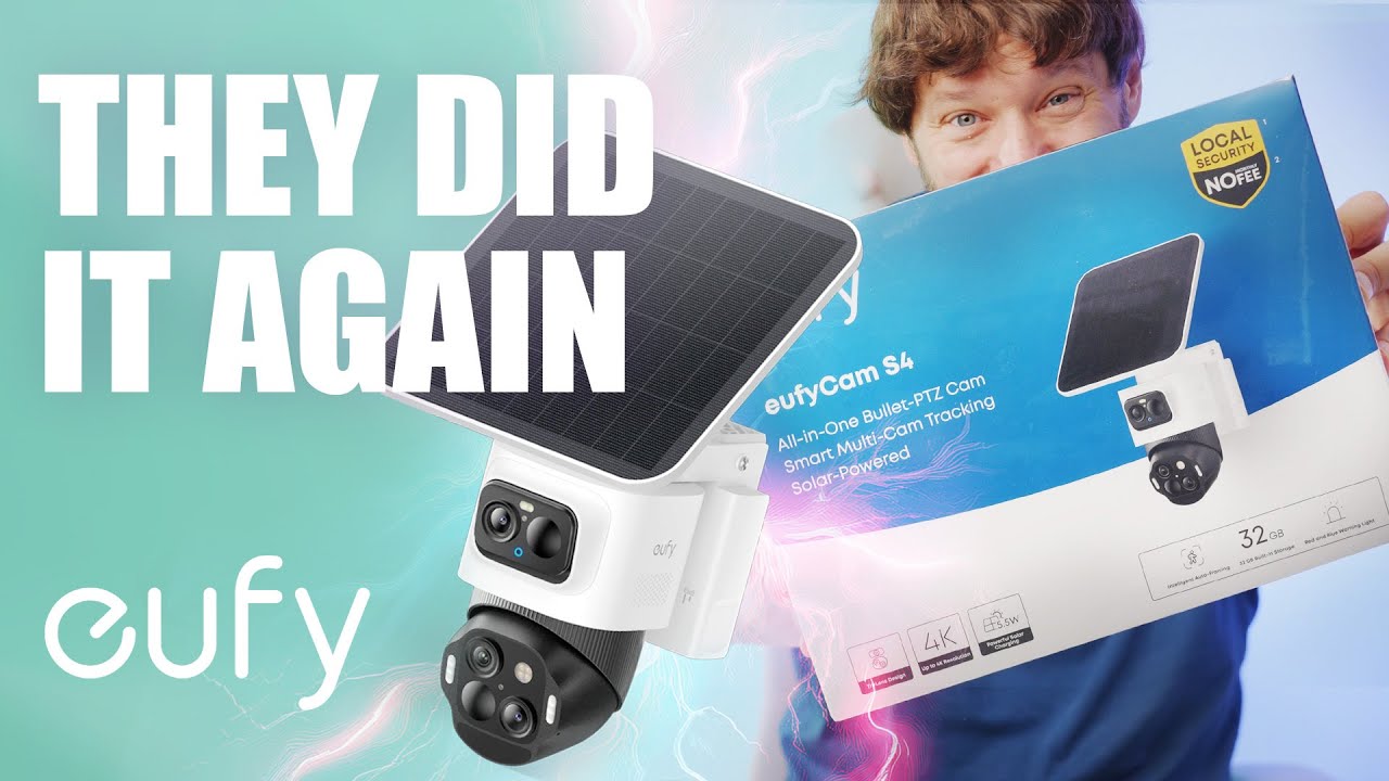 YouTube post by @TechMagnet for Eufy. Caption reads: eufyCam S4 – Finally a Truly Private Home Security....