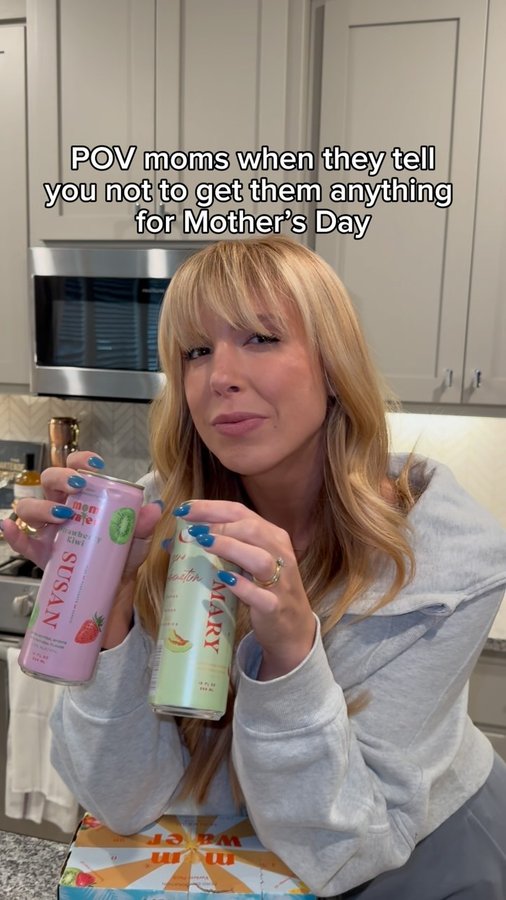 Instagram post by @madison_humphrey for Mom Water. Caption reads: [...] family is trying to get to them!....