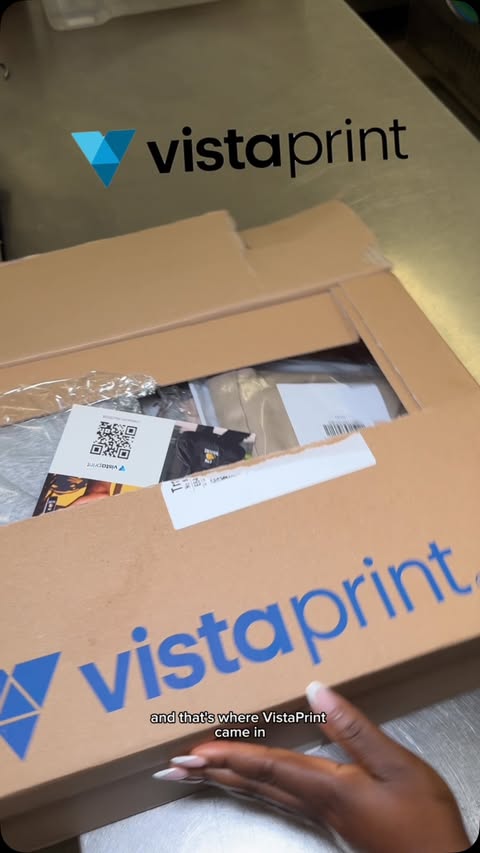 Instagram post by @minacuisine_ for VistaPrint. Caption reads: A branding refresh with @vistaprintuk always means....
