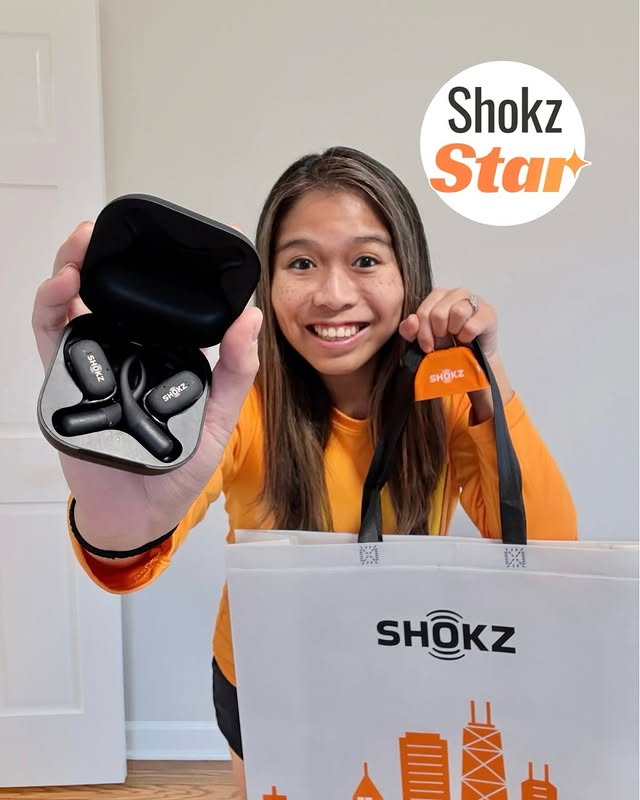Instagram post by @genelynjaye for Shokz. Caption reads: BIG NEWS! 🎧 I’m officially a #ShokzStar....