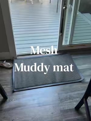 TikTok post by @wintheinch_wintheday for Muddy Mat. Caption reads: [...] busy entryway, I’d definitely size up.....
