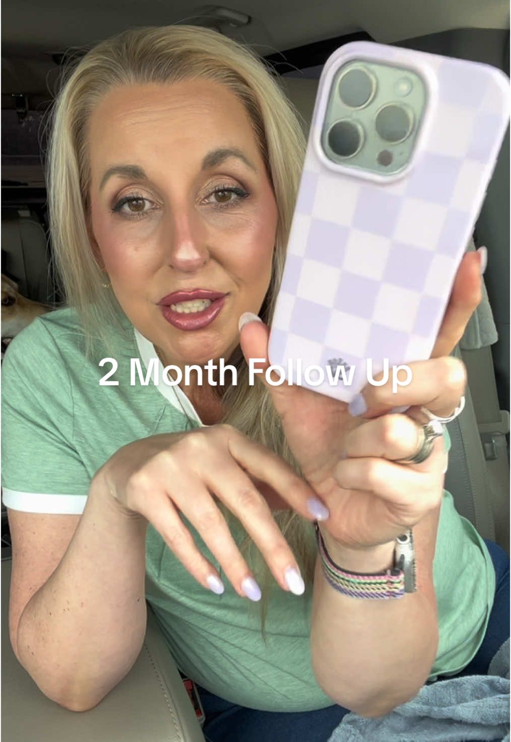 TikTok post by @spill_it_mom for VELVET CAVIAR. Caption reads: [...] lilac checkered case from @velvetcaviar is....
