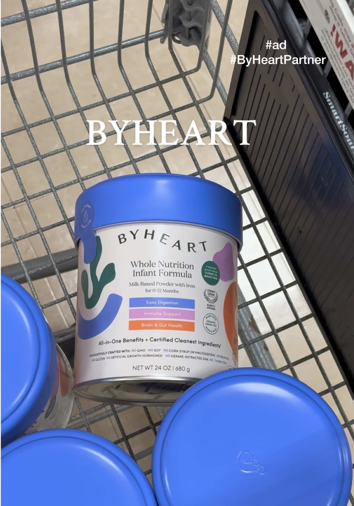 TikTok post by @saranmil for ByHeart. Caption reads: #ad #ByHeartPartner Motherhood doesn’t come with a....