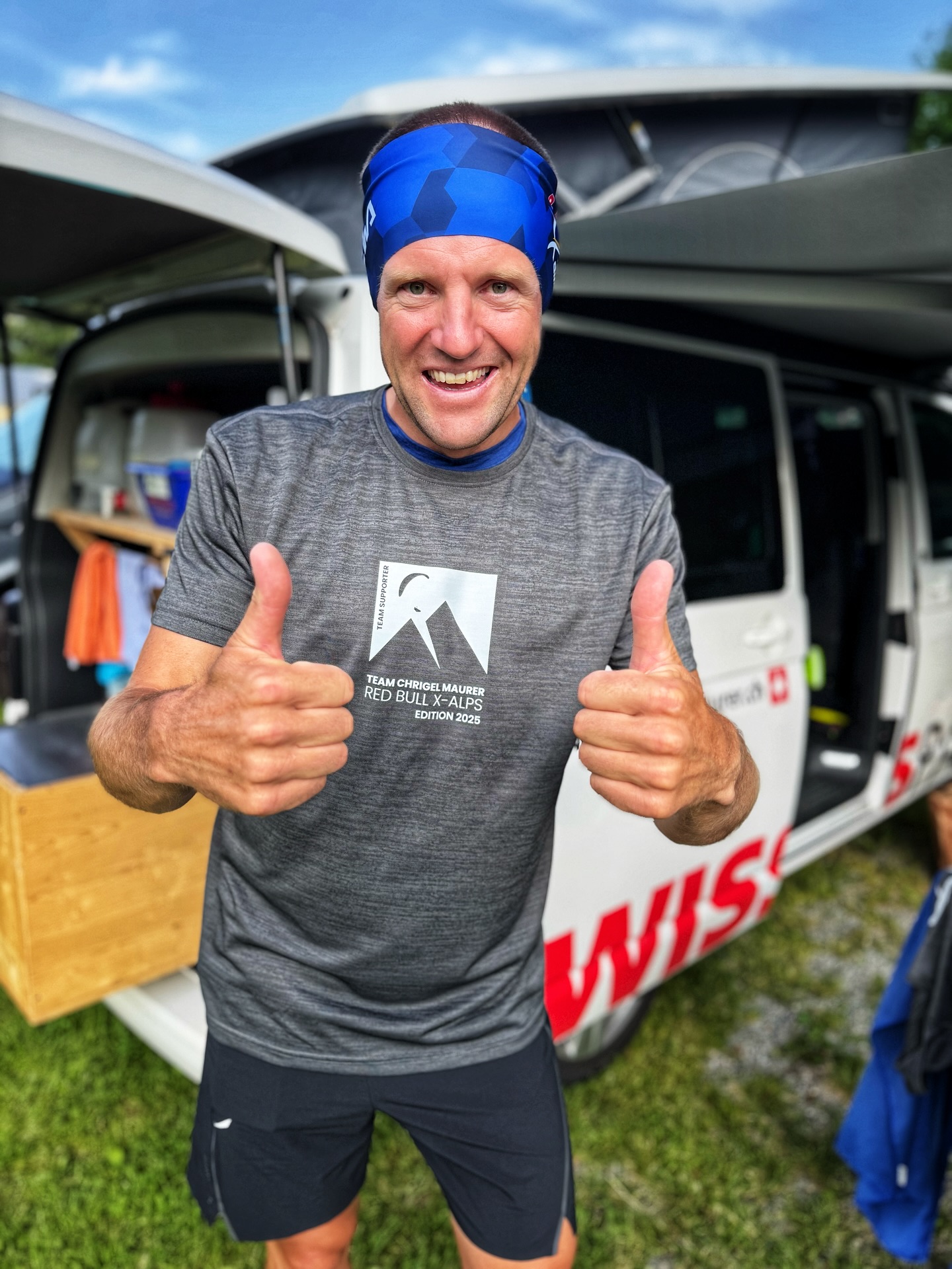 Instagram post by @chrigelmaurer_offiziell for SALEWA. Caption reads: Available now❗️ Fan-articles/merchandise from the....