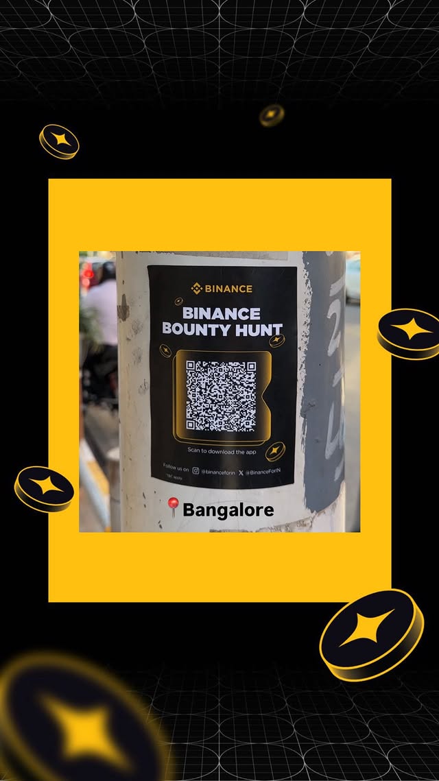 Instagram post by @wearemadcreatives for Binance. Caption reads: The Binance Bounty Hunt is live 👀 A sticker is....