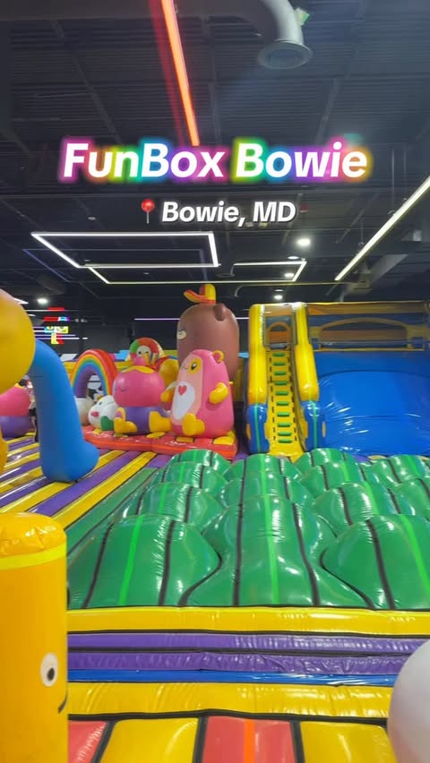 Instagram post by @paytonandcali for Funbox. Caption reads: Funbox Bowie is now open in Bowie Town Center!🎉....