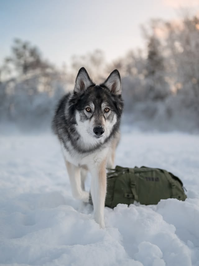 Instagram post by @odens_life for Thule. Caption reads: Winter with @doglifebythule 🤍 Advertisement....
