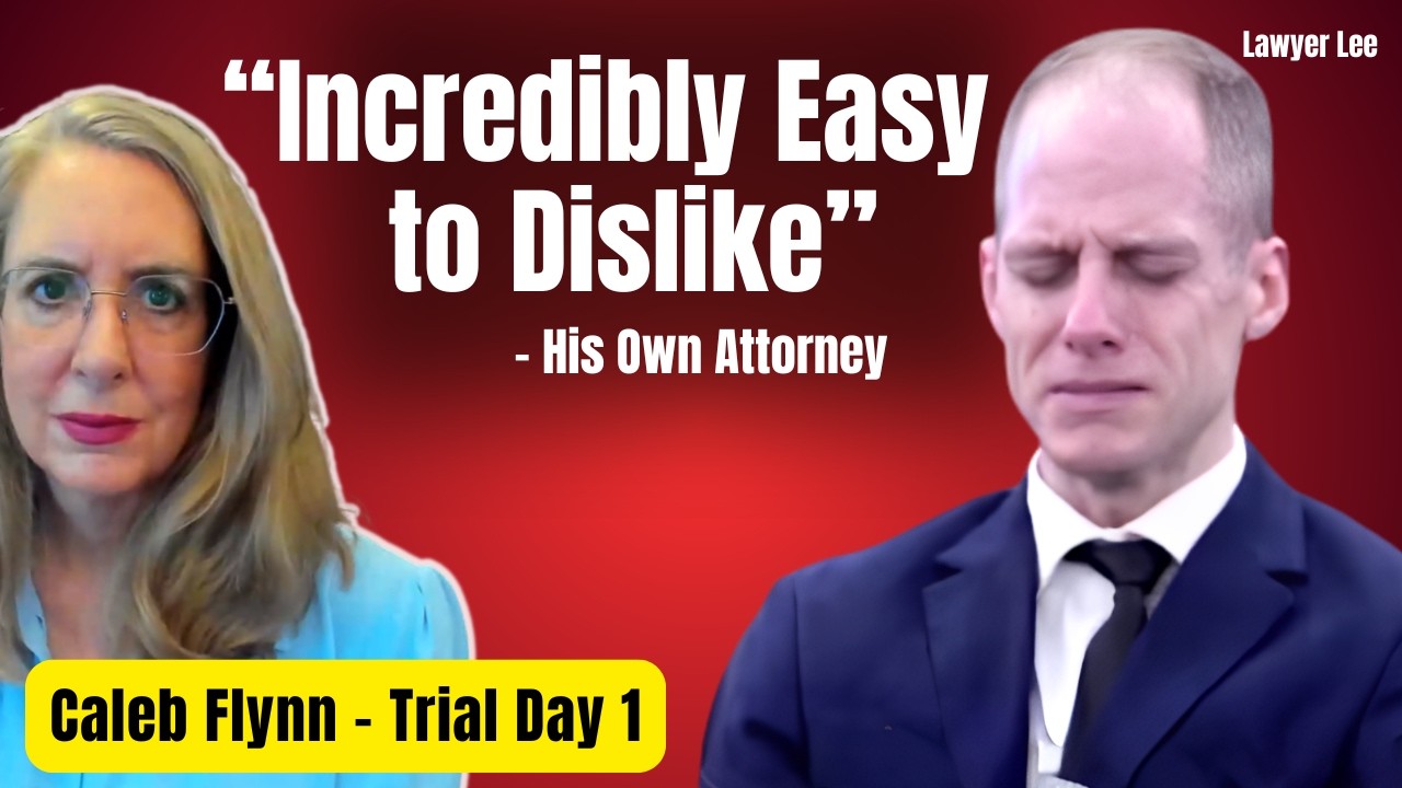 YouTube post by @harvardlawyerlee for StreamYard. Caption reads: Caleb Flynn: Defense Lawyer Slams Her Own Client....