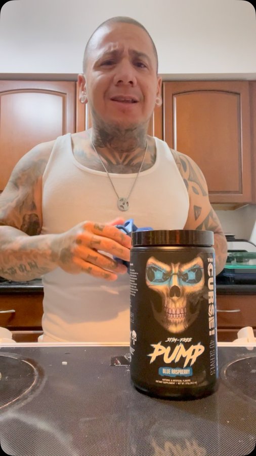 Instagram post by @inkedshortie_ for JNX Sports. Caption reads: [...] •STIM-FREE PRE-WORKOUT• Check out @jnxsports....