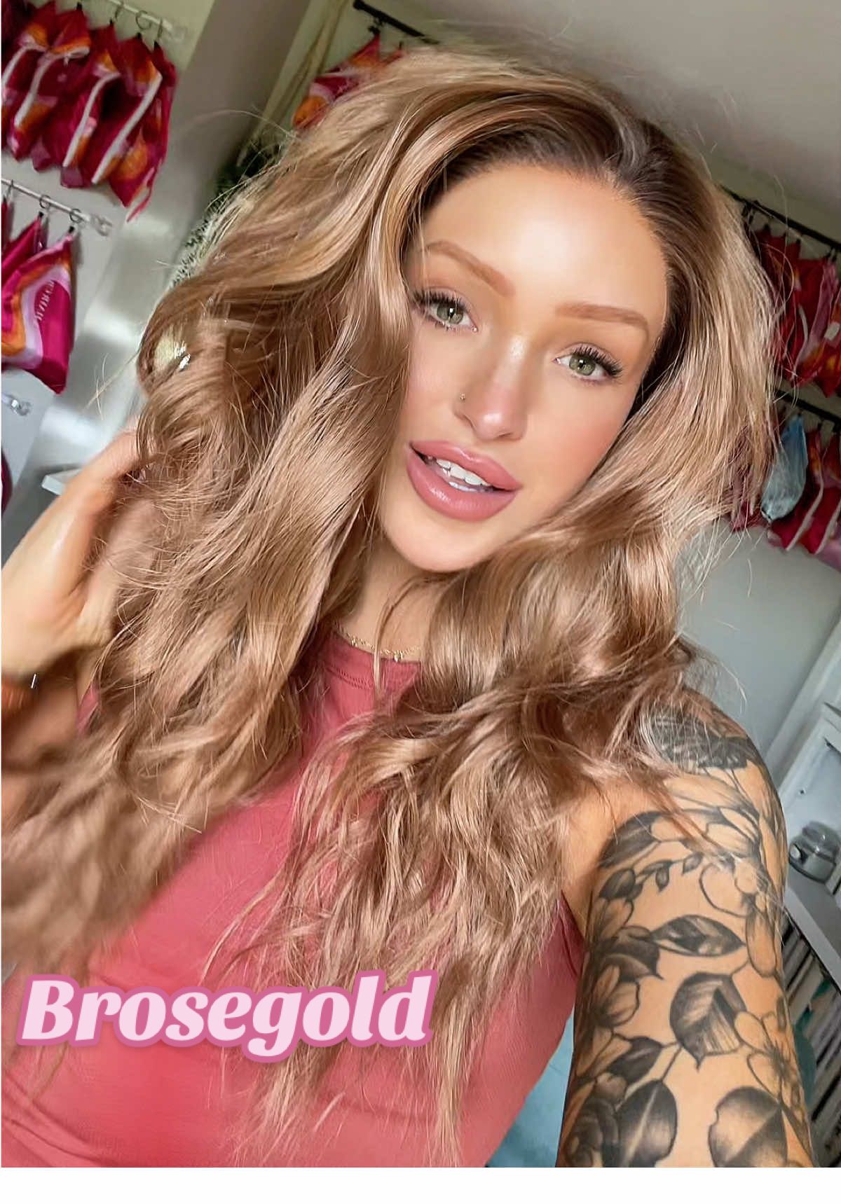 TikTok post by @nancysallee for Chelsey Smith Cosmetics. Caption reads: Blondechell Brosegold is in stock! Use the 🔗 in....