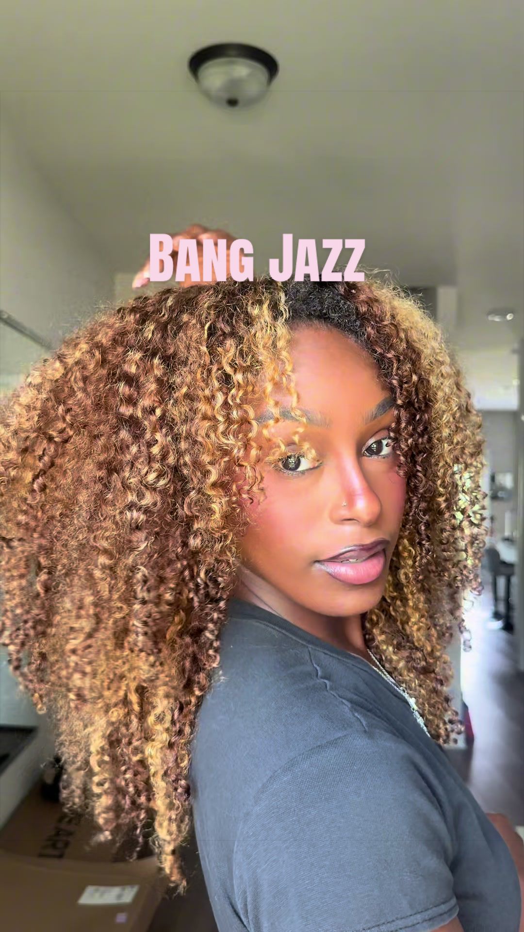 TikTok post by @itsjazminerenee for Bangjazzhair. Caption reads: Perfect summer color!!! @bangjazzhair....