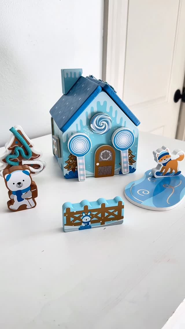 Instagram post by @meganlbrown22 for Melissa & Doug. Caption reads: The new winter wonderland wooden playset from....