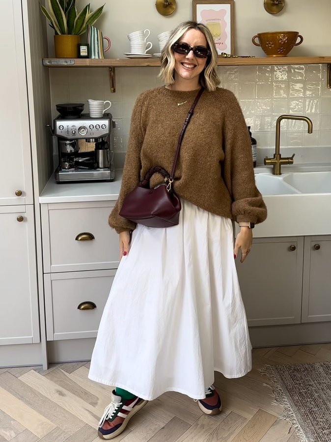 Instagram post by @leannedopaminedressing for Damson Madder. Caption reads: Hello, your 12 Autumn outfit inspiration is right....
