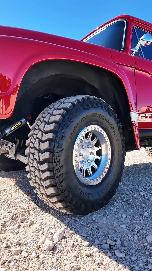 Instagram post by @jackduptrucks for MickeyThompsonTires. Caption reads: @jackduptrucks brought the heat to the desert at....
