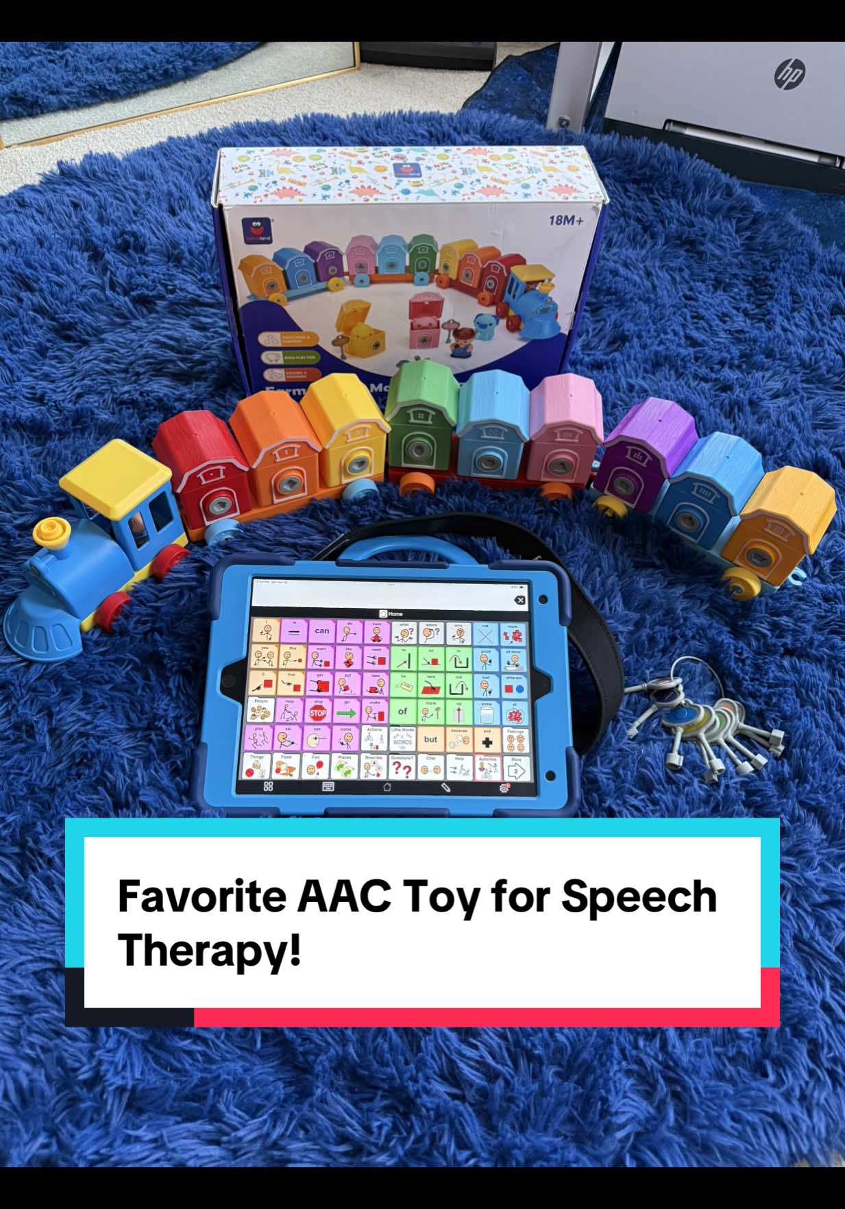 TikTok post by @joceteebo for Hahaland. Caption reads: I have been loving this toy for #AAC by @Hahaland....