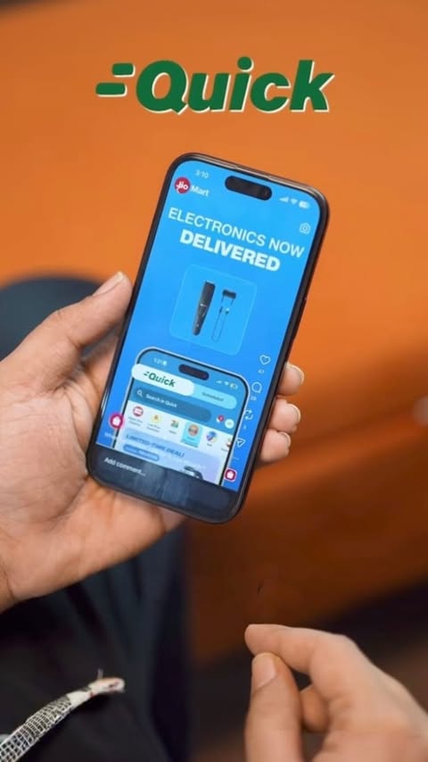 Instagram post by @digidoty for JioMart. Caption reads: @jiomartofficial ki quick delivery ab electronics....