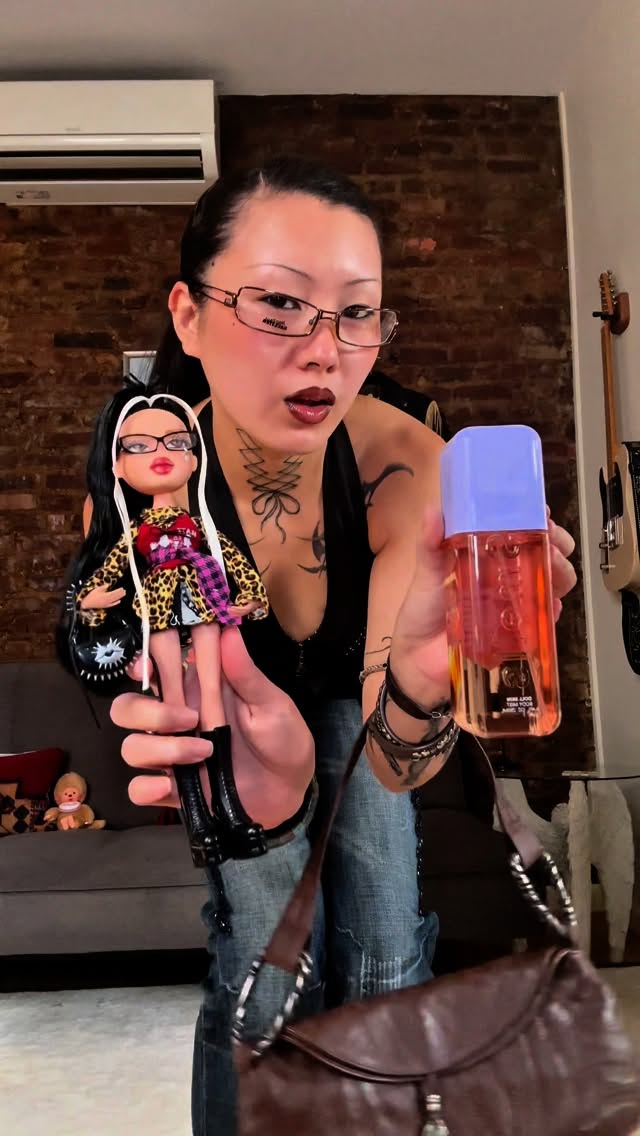 Instagram post by @offpuddinggirl for Bratz. Caption reads: [...] my inner child with @boy__smells + @bratz....